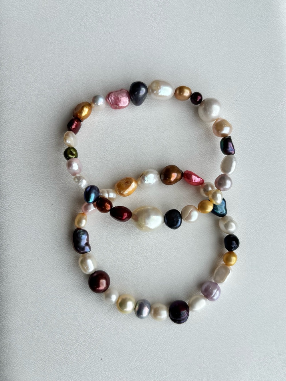NWT MULTI-Color Cultured Freshwater Pearl Stretch stack Bracelet Set | Set of 2 - Picture 5 of 12